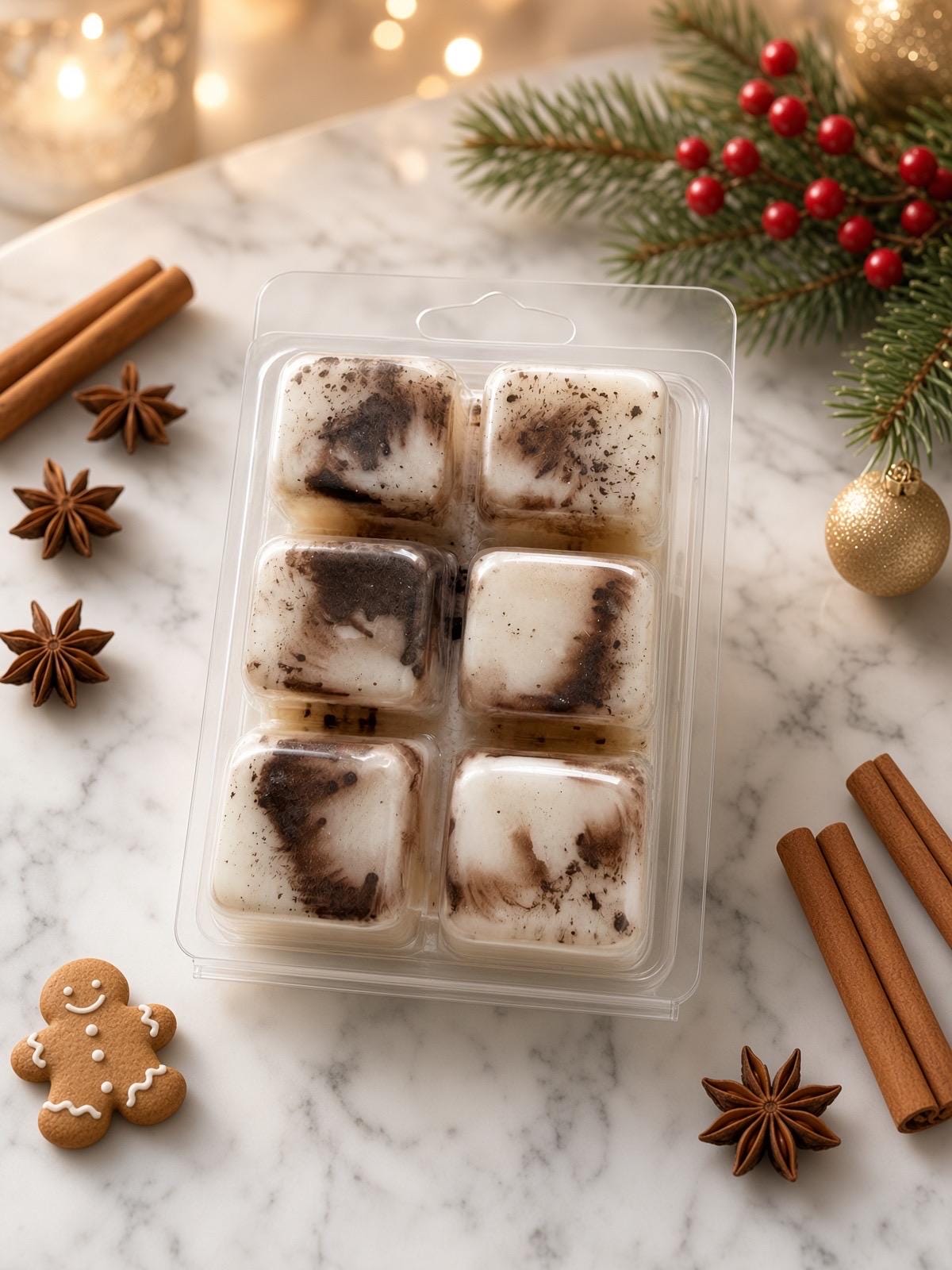 Frosted Gingerbread Wax Melts – Holiday Spice Soy Wax (6-Cube Pack)