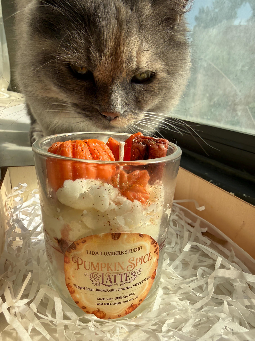 Pumpkin Spice Latte Soy Candle • 12oz Glass Jar • Fall Coffee & Spice