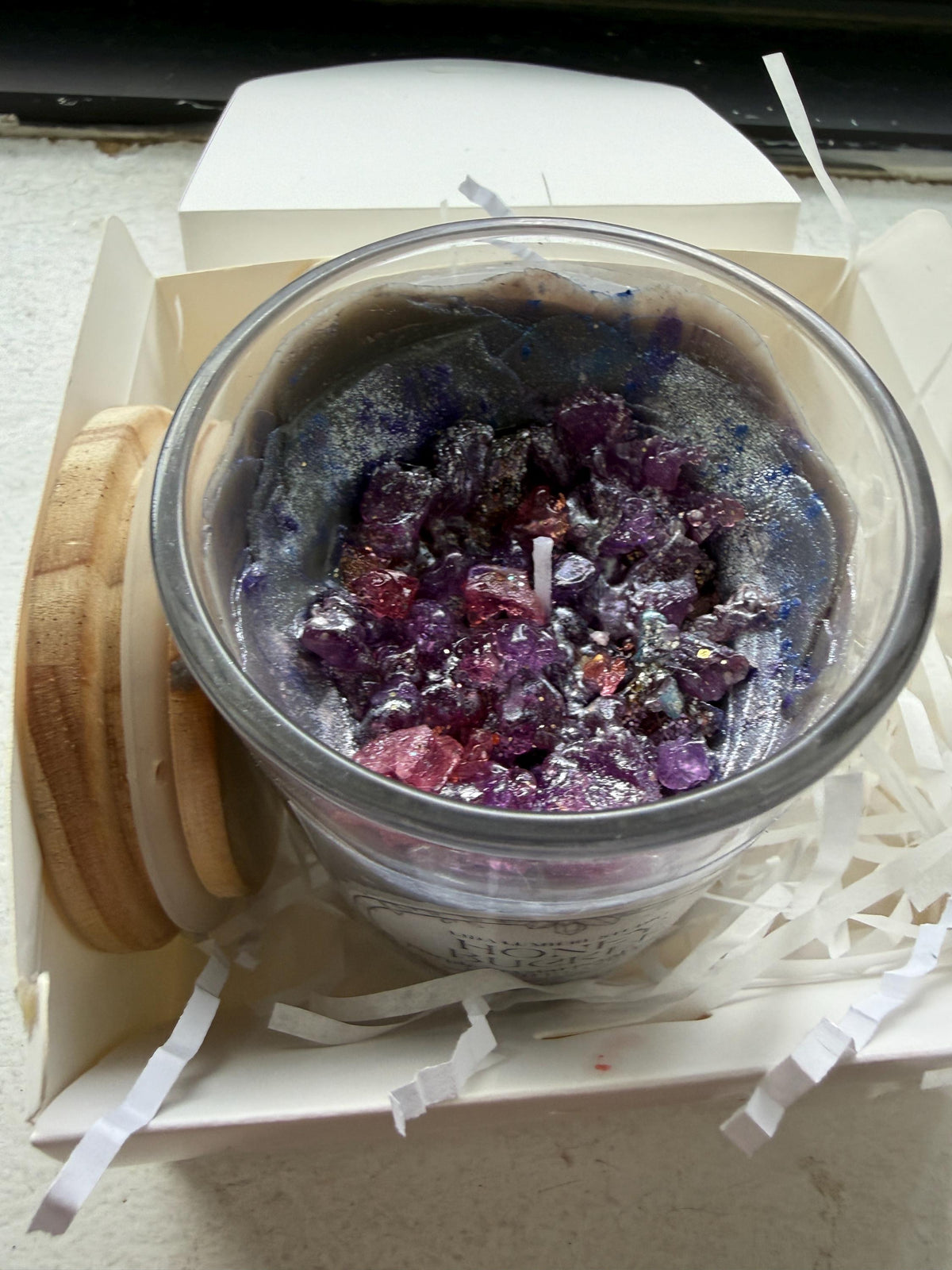 Honey Buckle Purple Crystal Petal Candle | Scented Soy Wax Home Décor