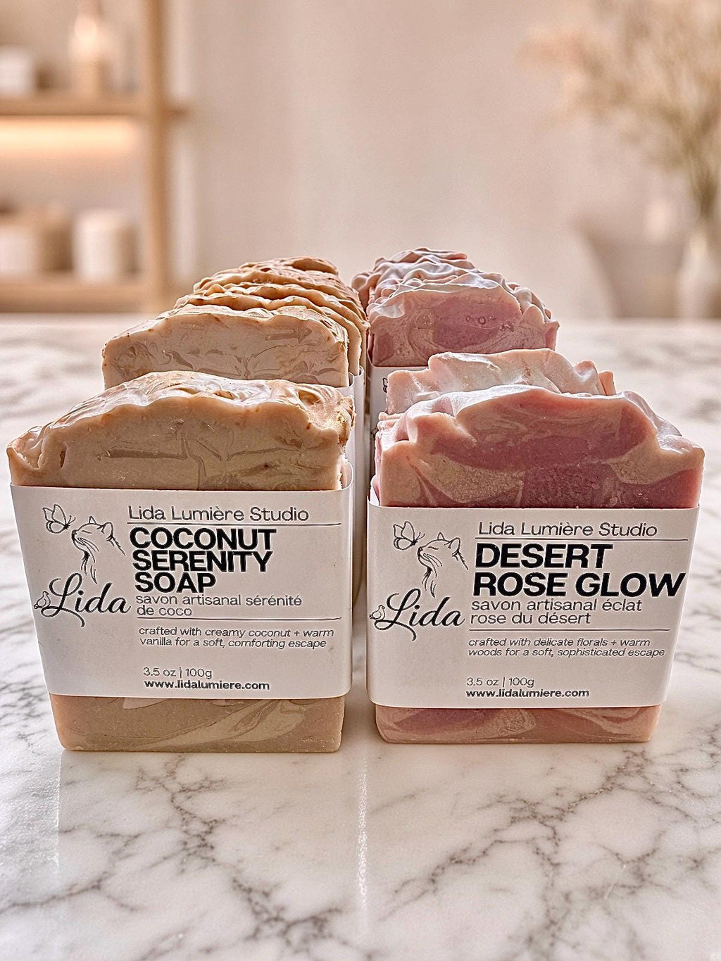 Desert Rose Glow Artisan Soap | Pink Swirl Cold Process, Sensitive Skin, Body-Safe Glitter