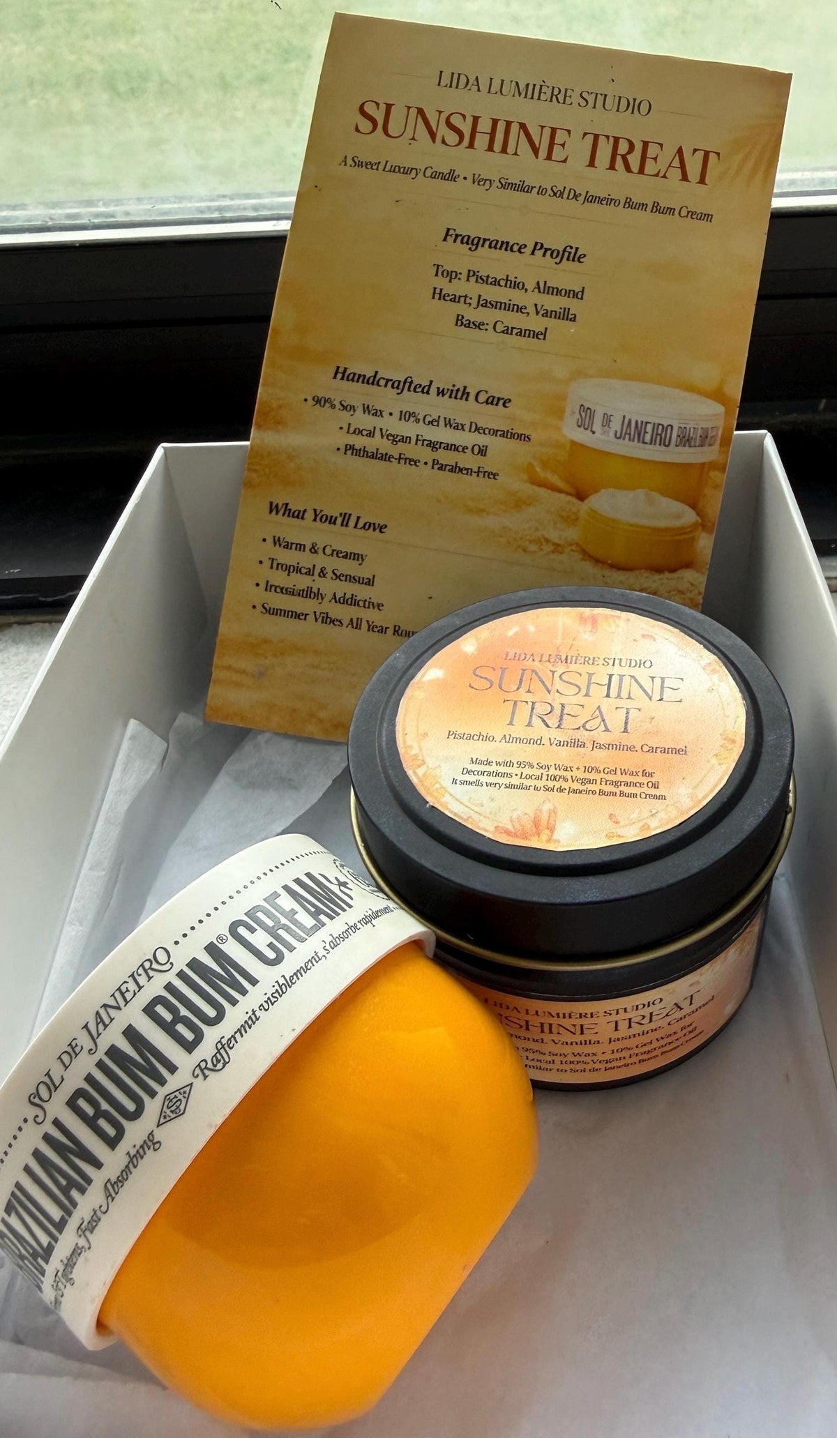 SUNSHINE TREAT – Sweet Luxury Candle Inspired by Sol de Janeiro Bum Bum Cream