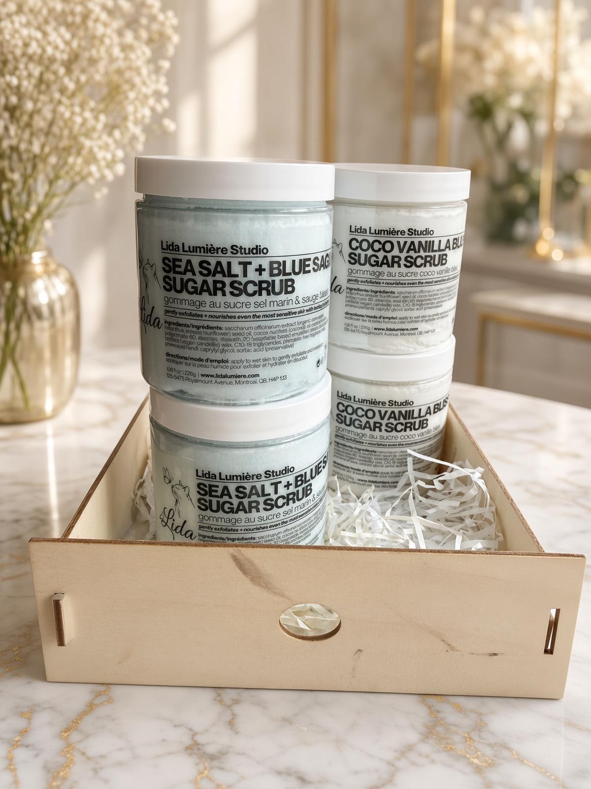 Sensitive skin- 8 oz 2‑in‑1 Body Scrub + Lotion — Sea Salt & Blue Sage