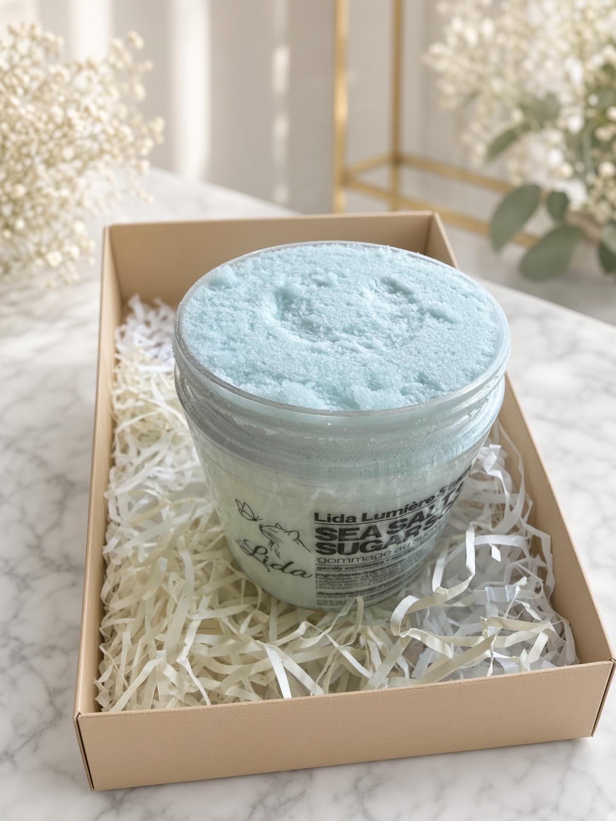 Sensitive skin- 8 oz 2‑in‑1 Body Scrub + Lotion — Sea Salt & Blue Sage