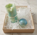 Frozen Pastel Marble Pillar Candle – Icy Glitter Soy Wax Candle