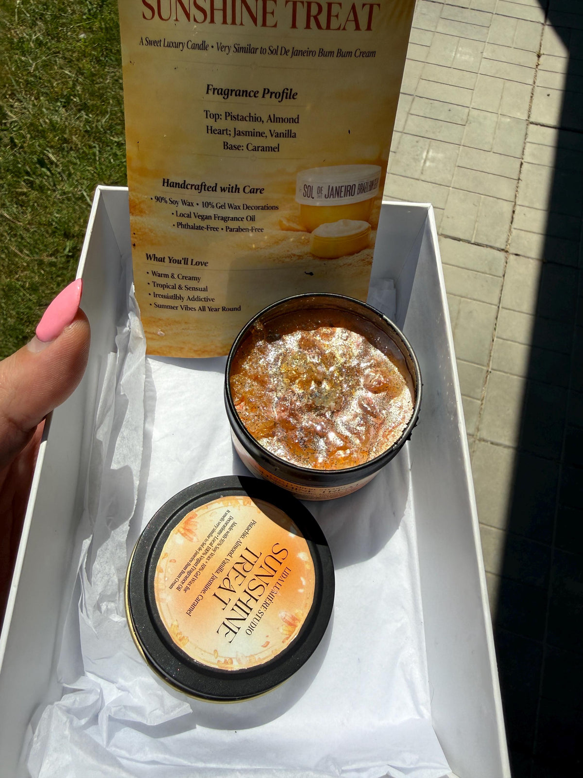 SUNSHINE TREAT – Sweet Luxury Candle Inspired by Sol de Janeiro Bum Bum Cream