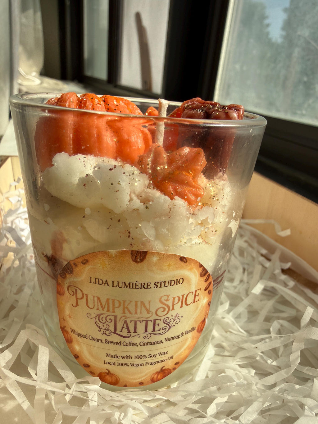 Pumpkin Spice Latte Soy Candle • 12oz Glass Jar • Fall Coffee & Spice