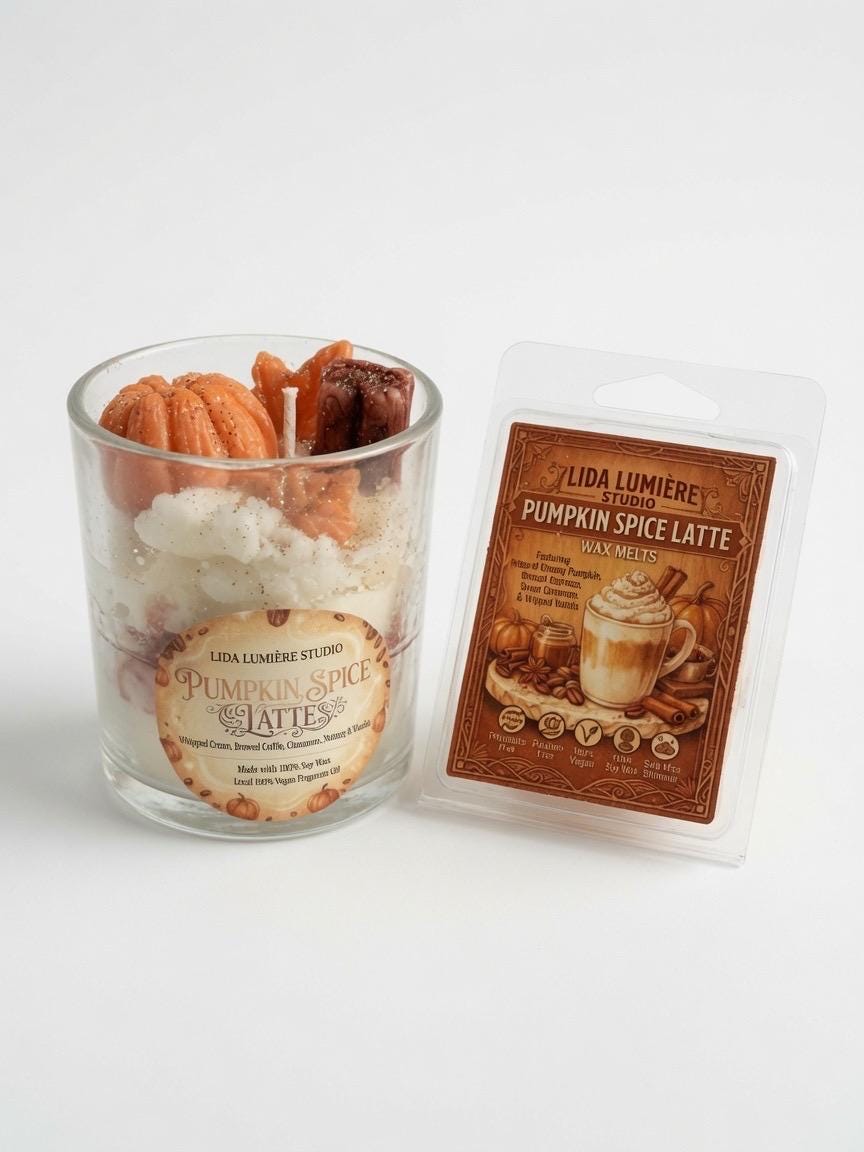 Pumpkin Spice Latte Soy Candle • 12oz Glass Jar • Fall Coffee & Spice