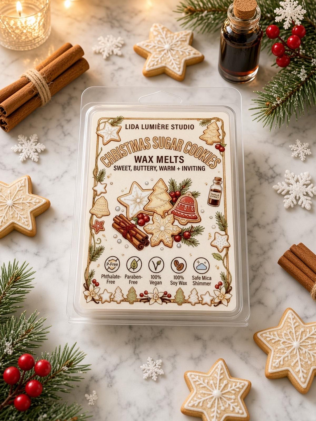 CHRISTMAS SUGAR COOKIES wax melts – Freshly Baked Holiday Bliss(6-Cube Pack)